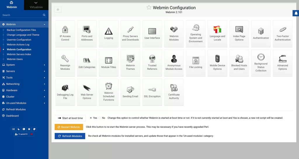 webmin配置界面。