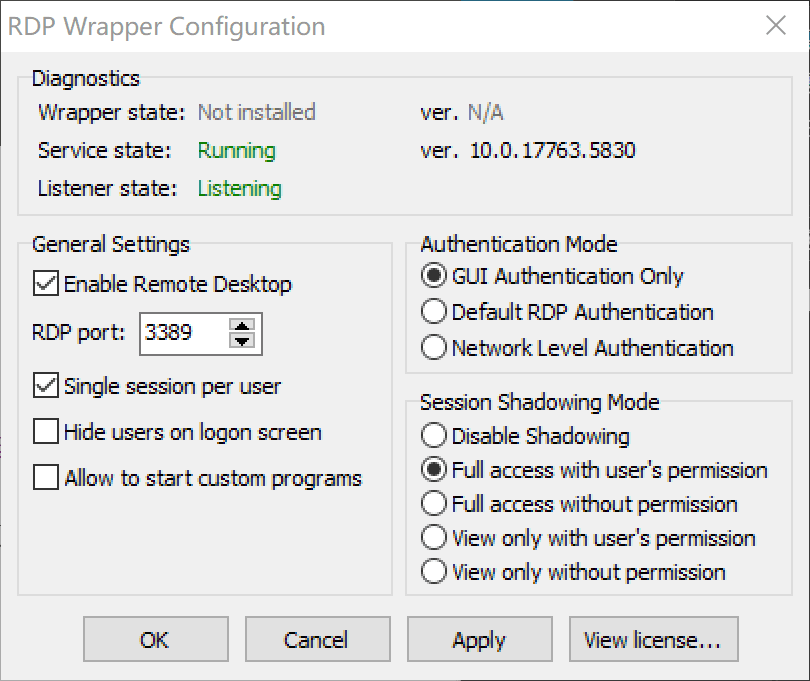 RDP Wrapper 详细信息。