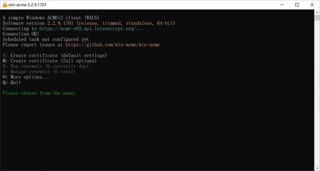 为 IIS 申请证书